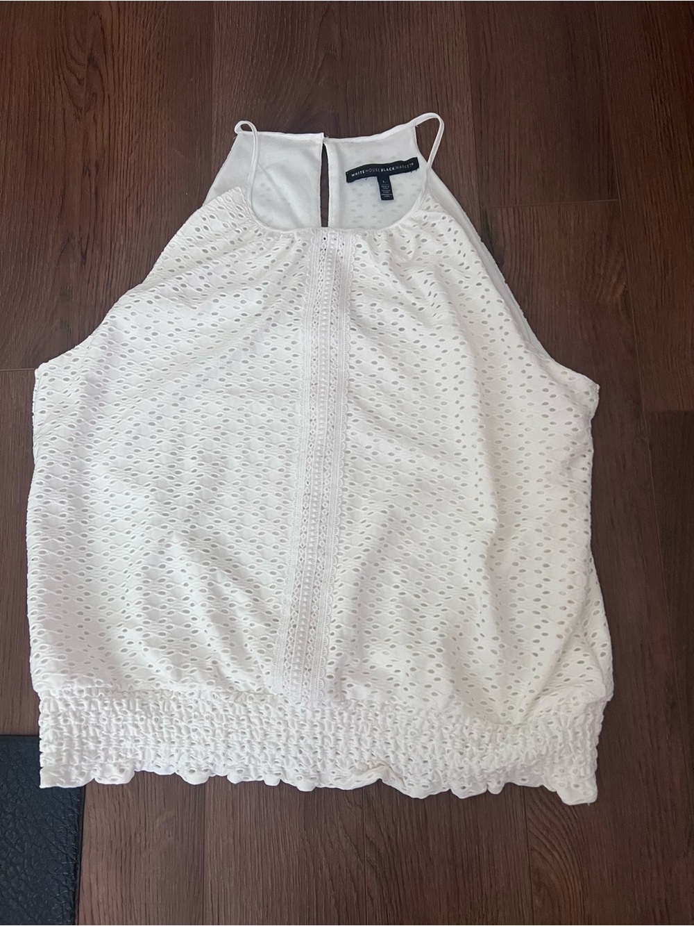 White House Black Market White Eyelet Halter  Tank Top